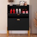 Ver imagem 3 de Sapateira Vertical Estreita Gavetas Basculante Porta 12 Pares Calçados Sapateiro Quarto Hall Entrada