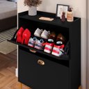 Ver imagem 5 de Sapateira Vertical Estreita Gavetas Basculante Porta 12 Pares Calçados Sapateiro Quarto Hall Entrada