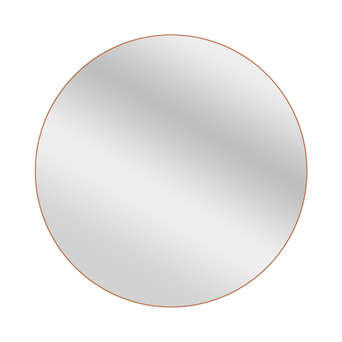 Espelho Redondo 80cm Moldura em Couro Caramelo