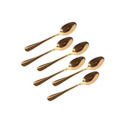 Kit 6 Colheres Sobremesa de Aço Inox Positano Dourado 18cm - 1 Kit 6 Colheres Sobremesa de Aço Inox Positano Dourado 18cm - 1