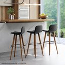 Ver imagem 2 de Banqueta Alta Luxo Versatil Aço Preto Linho Preto Base Carvalho