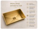 Ver imagem 5 de Cuba Gourmet Lisboa Dourada 70cm Aço Inox 304 Goldenx