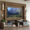 Ver imagem 7 de Estante Com Suporte Tv 65" Portas C/ Espelho Oslo Multimóveis V3382 Madeirada/Preta Madeirado/Preto