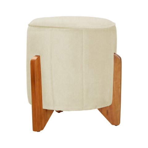 Puff Jade Pés de Madeira Suede: Marfim