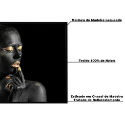 Quadro Decorativo 135x135 cm Mulher 041 com Moldura Laqueada Preto - Gran Belo - 3