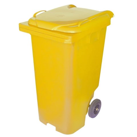 Lixeira de Plástico Amarelo com Rodas de 240 Litros - C240am - Jsn