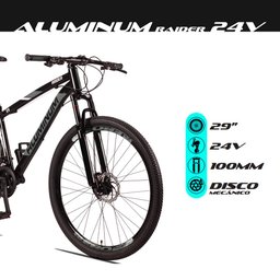 Bicicleta Aro 29 Quadro 15 Alumínio 24 Marchas Freio Disco Mecânico Aluminum Preto/Cinza - Raider - 4