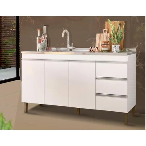 Bancada de Cozinha 159 Mm Karen 3 Portas e 3 Gavetas - Peternella