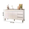 Bancada de Cozinha 159 Mm Karen 3 Portas e 3 Gavetas - Peternella - 3