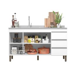 Bancada de Cozinha 159 Mm Karen 3 Portas e 3 Gavetas - Peternella - 4