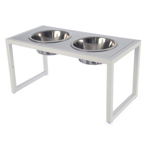 Comedouro Elevado Duplo Cão Porte M Branco