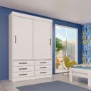 Ver imagem 2 de Guarda-roupa Solteiro 2 Portas 6 Gavetas Chicago Tcil Móveis Branco