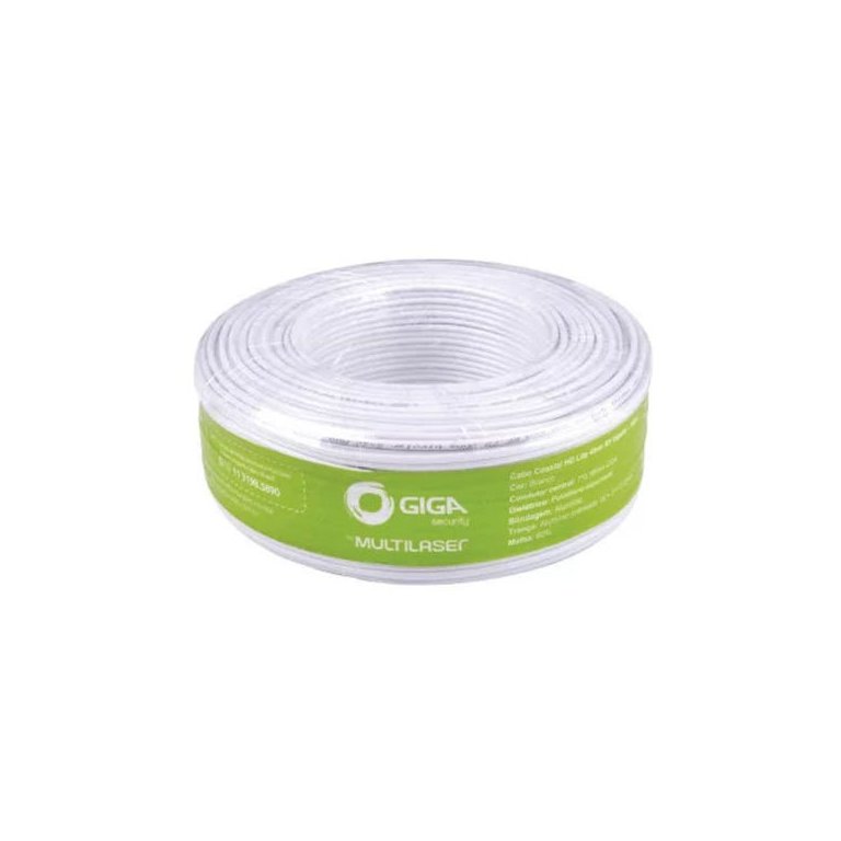 Cabo CFTV Coaxial GS0234 Hd Lite 60% Malha 4mm2x22 Branco 100m - Giga Security