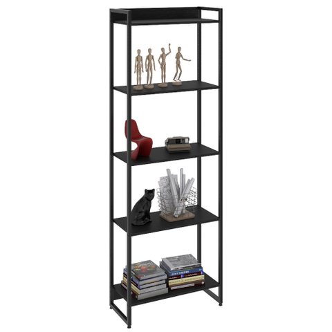 Estante Livreiro Multiuso Dynamica Industrial 60cm 5 Prateleiras C08 Preto Ônix - Mpozenato