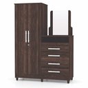 Ver imagem 1 de Guarda Roupa com Cômoda 2 Portas Line Moldura Espelho 20021102 Belmont Vila Rica