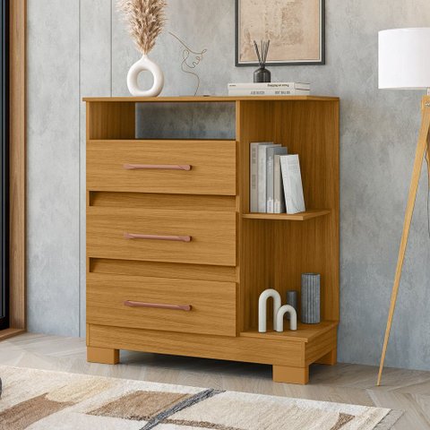 Cômoda 72cm 3 Gavetas com Puxadores - Ssx Multicoisas
