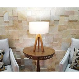 Luminária Abajur de Mesa Madeira Moderna Tripé Ar Decorações - 2