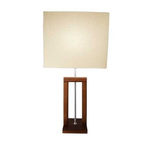 Abajur de Mesa Madeira Luminária Moderna 58cm com Cúpula A.R Iluminação