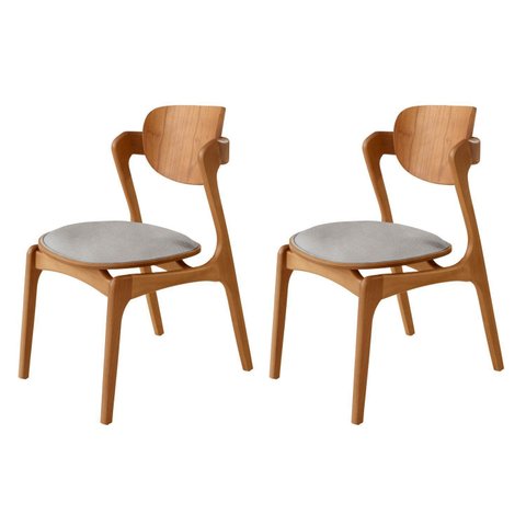 Conjunto com 2 Cadeiras em Madeira Celeste Gold Cinza/Luna/Imbuia Marrom