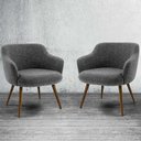 Ver imagem 2 de Kit 2 Poltronas Jade Pés Palito Linho Mesclado Cinza - Nexta Casa