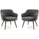 Ver imagem 1 de Kit 2 Poltronas Jade Pés Palito Linho Mesclado Branco/Cinza - Casaepoltrona