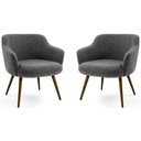 Ver imagem 1 de Kit 2 Poltronas Jade Pés Palito Linho Mesclado Cinza - Nexta Casa