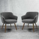 Ver imagem 2 de Kit 2 Poltronas Jade Pés Palito Linho Mesclado Branco/Cinza - Casaepoltrona