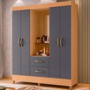Ver imagem 2 de Guarda Roupa Mobi 4 Portas 2 Gavetas Quarto Capelinha Freijo com Titanium - Albatroz