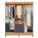 Ver imagem 3 de Guarda Roupa Mobi 4 Portas 2 Gavetas Quarto Capelinha Freijo com Titanium - Albatroz