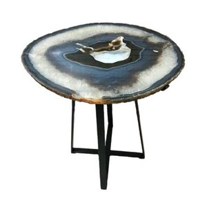 Mesa Lateral de Ágata Desenhada 35cm Pedra