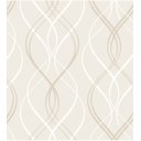 Ver imagem 1 de Papel de Parede Moderno Linhas Onduladas em Tons de Bege e Branco