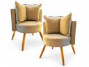 Ver imagem 2 de Kit 2 Poltronas Decorativas Isah – Acabamento Fino e Confortável - Capuccino