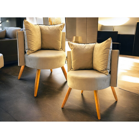 Kit 2 Poltronas Decorativas Isah – Acabamento Fino e Confortável - Capuccino