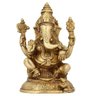 Estátua de Ganesha Sentado Dourado Resina 16cm - 1
