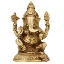 Ver imagem 1 de Estátua de Ganesha Sentado Dourado Resina 16cm