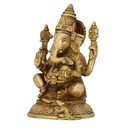 Ver imagem 3 de Estátua de Ganesha Sentado Dourado Resina 16cm