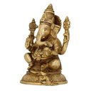Ver imagem 2 de Estátua de Ganesha Sentado Dourado Resina 16cm