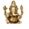 Estátua de Ganesha Sentado Dourado Resina 16cm - 4