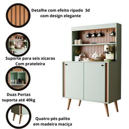 Aparador Buffet Cantinho Do Café Dolce Com Efeito Ripado Movelove - 2