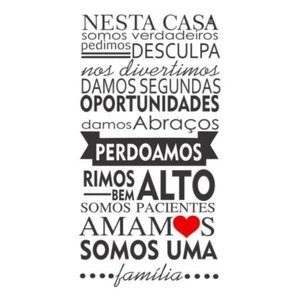 Adesivo Decorativo De Parede Frase Casa Coração Familia