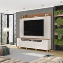 Ver imagem 1 de Home Estante Banner Tv 75" Ripado Canelado 4 Portas Offwhite/freijó G18 - Gran Belo