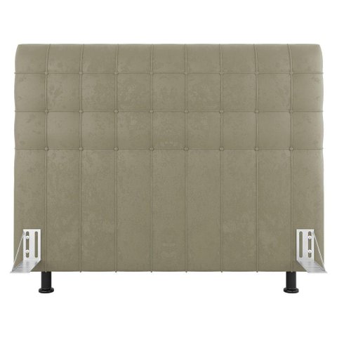 Cabeceira Cama Box Casal Queen Size Dahlia 160cm com Frame Sintético Bege - Abmaza