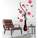 Ver imagem 1 de Adesivo De Parede Decorativo Flores Vermelhas Borboletas