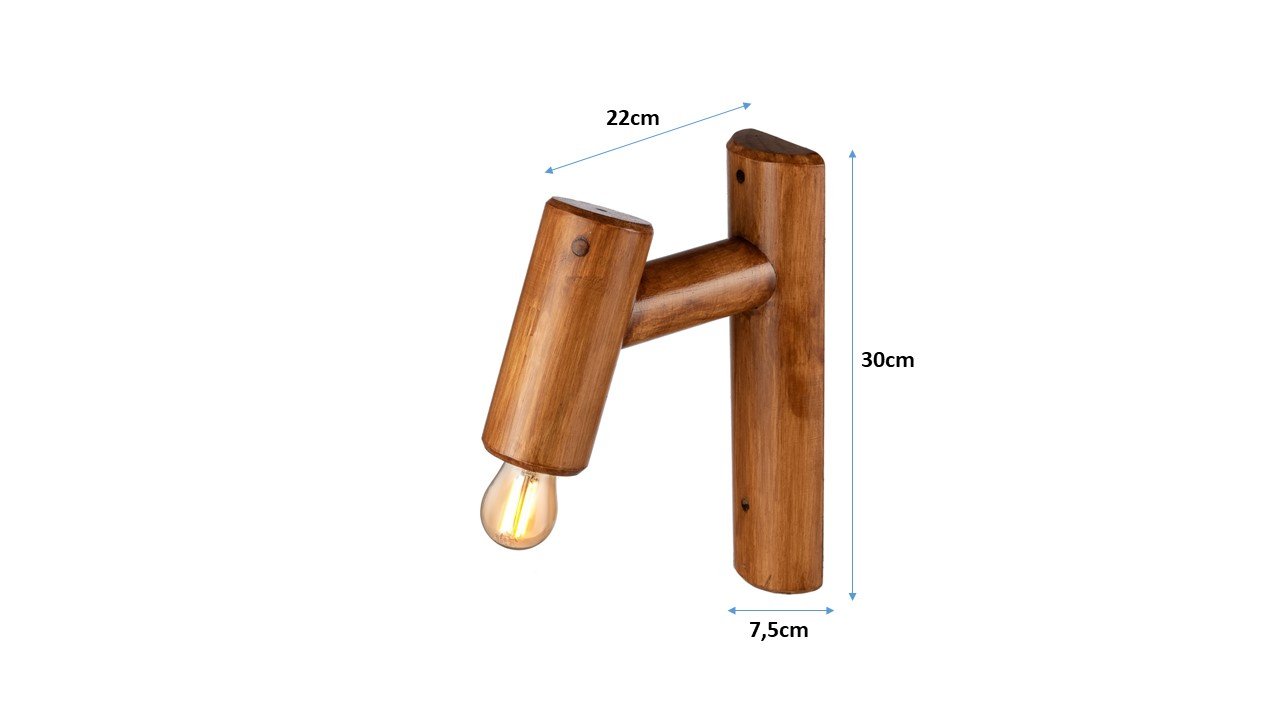 Kit 3 Arandelas Madeira Rústica - Marrom - 110V/220V (Bivolt) - 3