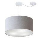 Ver imagem 1 de Lustre Pendente Cilíndrico com Desvio Md-4251 Cúpula em Tecido 50x30cm Rustico Cinza - Bivolt