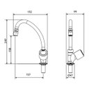 Ver imagem 5 de Torneira Cozinha Bancada Domus 1/4 de Volta 25959 Meber - Cromado