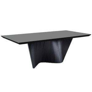 Mesa de Jantar Retangular Dunnas Preta com Vidro Cinza 220x110 fabrispuma