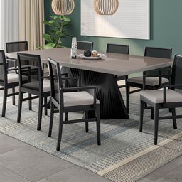 Mesa de Jantar Retangular Dunnas Preta com Vidro Cinza 220x110 fabrispuma - 6