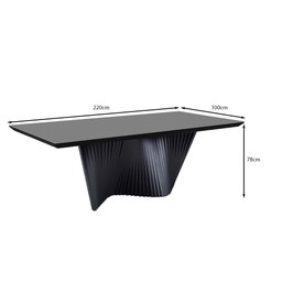 Mesa de Jantar Retangular Dunnas Preta com Vidro Cinza 220x110 fabrispuma - 2