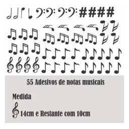 Adesivo Decorativo De Parede Notas Musicais 55 Unidades - 2